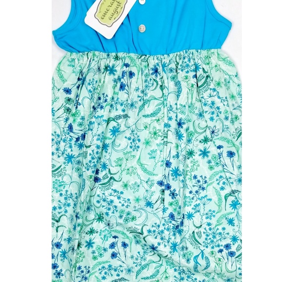 Emerald August Girls Blue Floral Sleeveless Dress - Picture 6 of 7